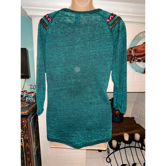 VINTAGE CUSTO BARCELONA TEAL LION TUNIC TOP - Picture 8 of 8